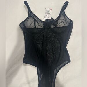 Zara Underwire Mesh Black Bodysuit